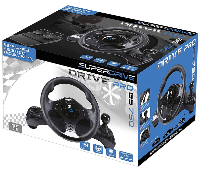 GRADE B - Subsonic GS750 Drive Pro Gaming Steering Wheel & Pedals For Playstation 4, Xbox One and Xbox Series X/S - SUB-5156-GRADEB