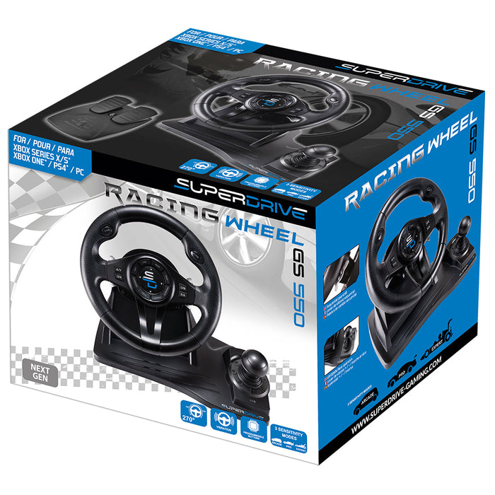 GRADE B - Subsonic GS550 Gaming Steering Wheel With Gear Stick & Pedals For Xbox Series X/S, Xbox One, PS4 & PC - SUB-5596-GRADEB