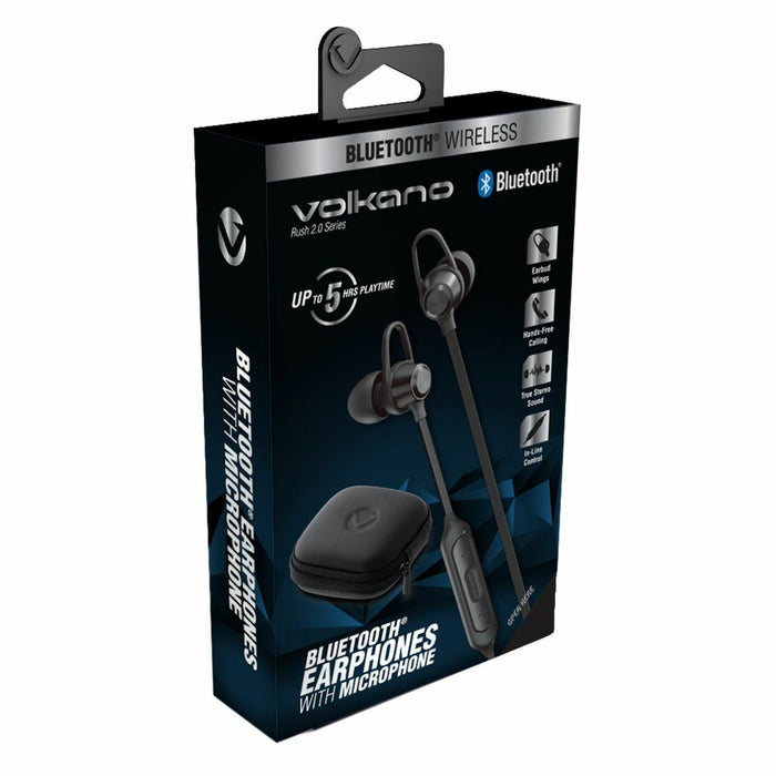 Volkano Rush 2.0 Series Bluetooth Earphones With Microphone - Black - VOLK-VK-1106/BLK